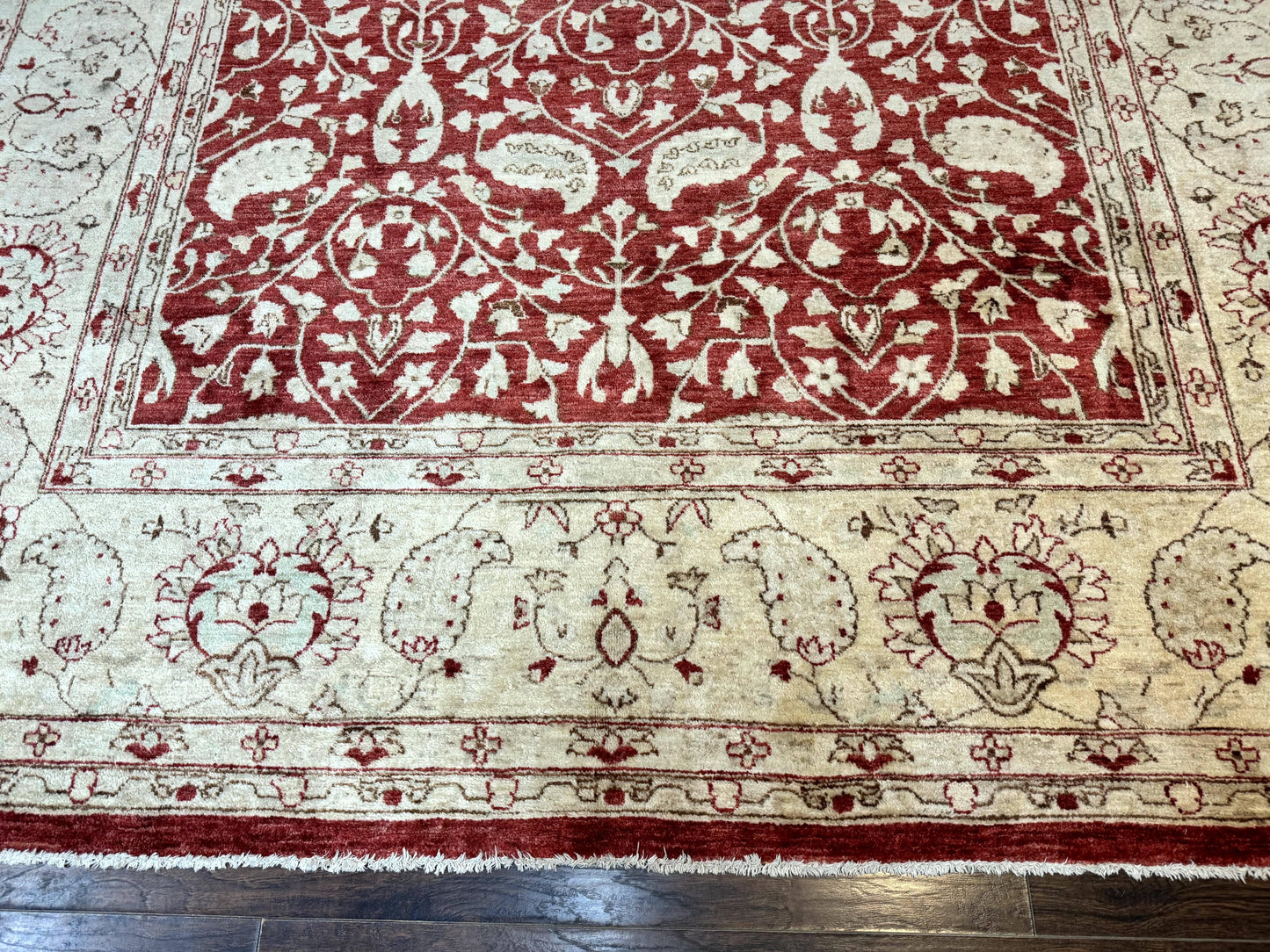 Handmade Pakistani Chobi Rug 8x10 Red Wool Area Rug For Living Room Decor