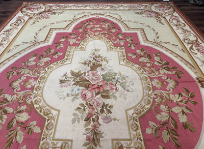 Large Aubusson Rug 10x14, European Elegant French Design, Floral Carpet