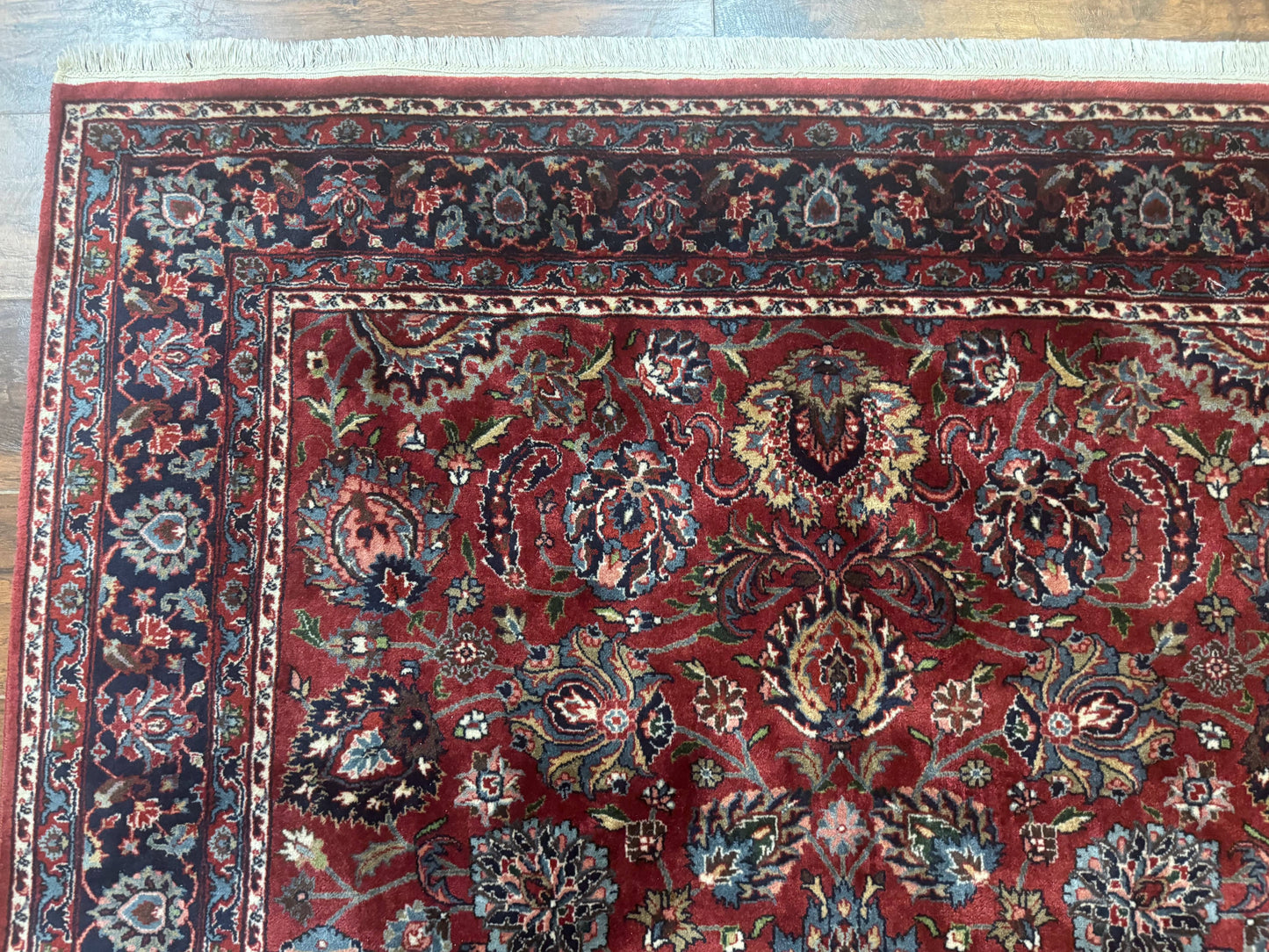 Indo Persian Rug 5x7 Vintage Floral Carpet Burgundy Navy Blue Handmade Wool