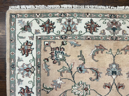 Indo Persian Rug 6x9 Handmade Vintage Wool Carpet With Floral Allover Design