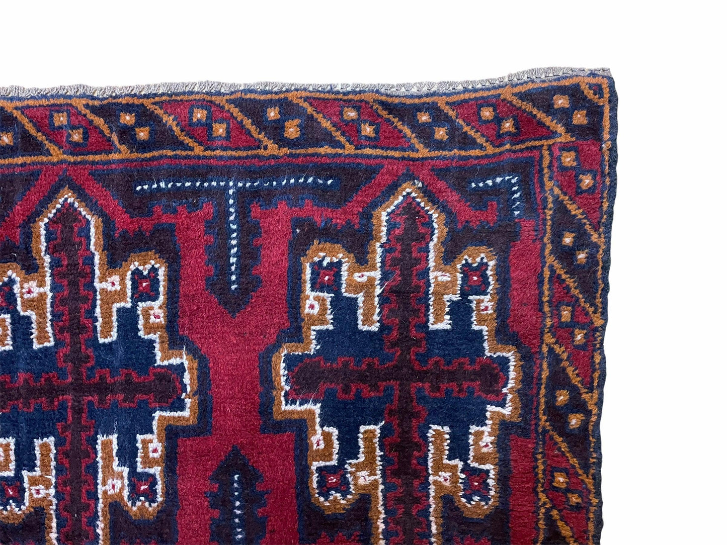 Balouchi Rug Vintage Handmade Tribal Wool Afghan Rug 2 Ft 7 In By 4 Ft 6 In Red Blue
