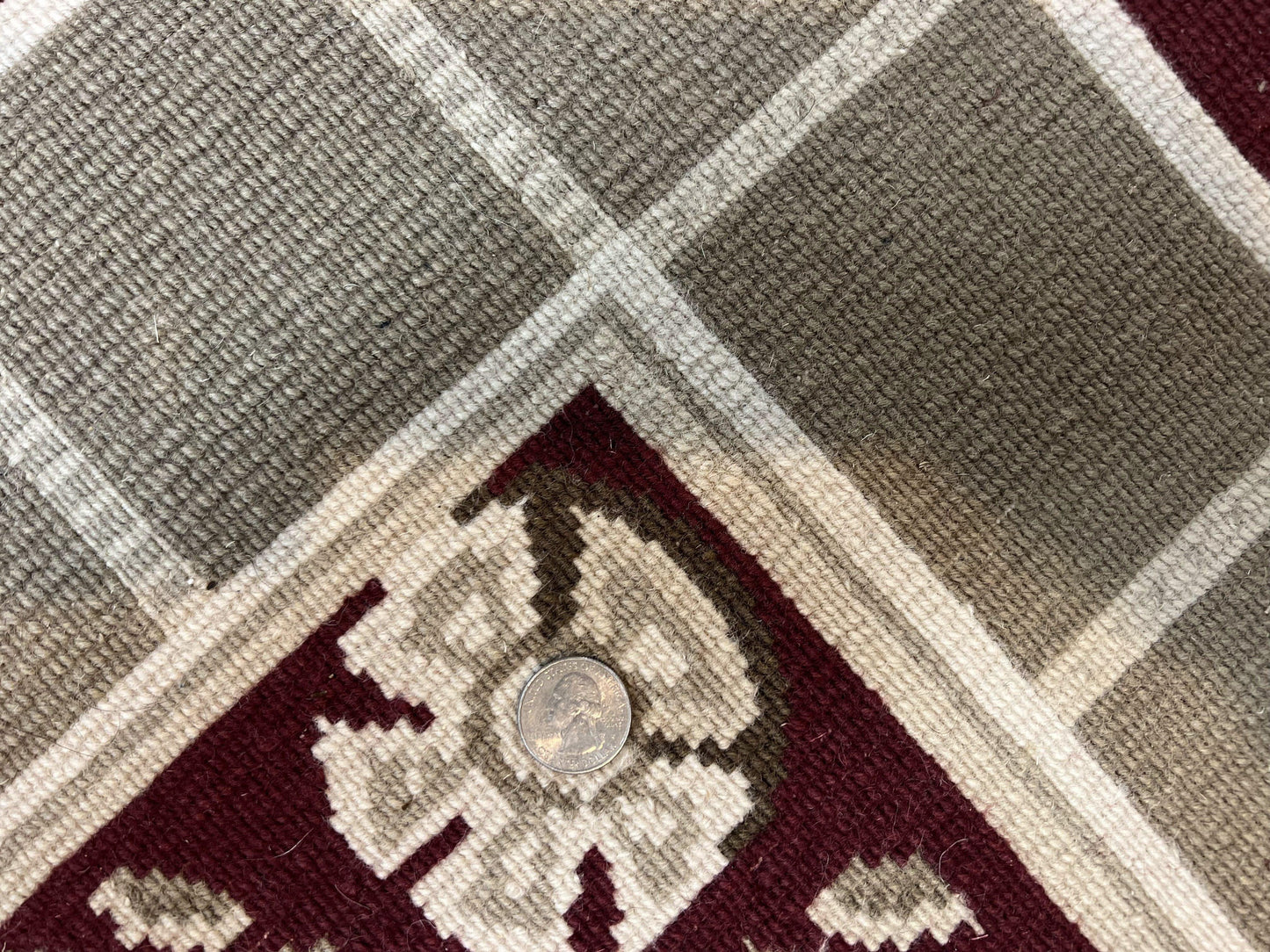 Indo Tibetan Rug 10x14, Nepali Carpet, Large Soft Wool Area Rug, Olive Tan Maroon, Contemporary Rug 10 x 14 ft Living Room Rug, Handmade Rug