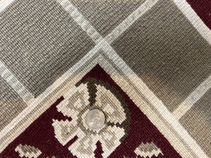 Indo Tibetan Rug 10x14, Nepali Carpet, Large Soft Wool Area Rug, Olive Tan Maroon, Contemporary Rug 10 x 14 ft Living Room Rug, Handmade Rug