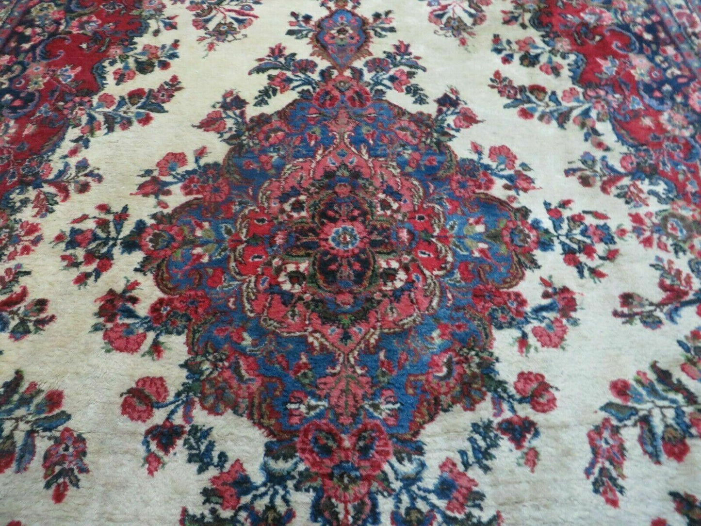 Persian Sarouk Rug 9x12 Hand Knotted Wool Antique Oriental Carpet With Vegetable Dyes