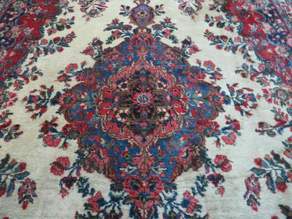 Persian Sarouk Rug 9x12 Hand Knotted Wool Antique Oriental Carpet With Vegetable Dyes