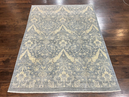 Handmade Pakistani Wool Rug 5x6.6 Floral Pattern Spanish Style Vintage Charm