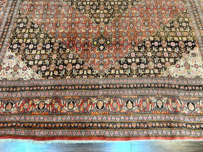 Rare Antique Persian Tabriz Rug 9x12, Red, Handmade, Wool