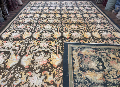 Palace Size Aubusson Rug 12x18 Vintage Handmade Handwoven Wool Masterpiece