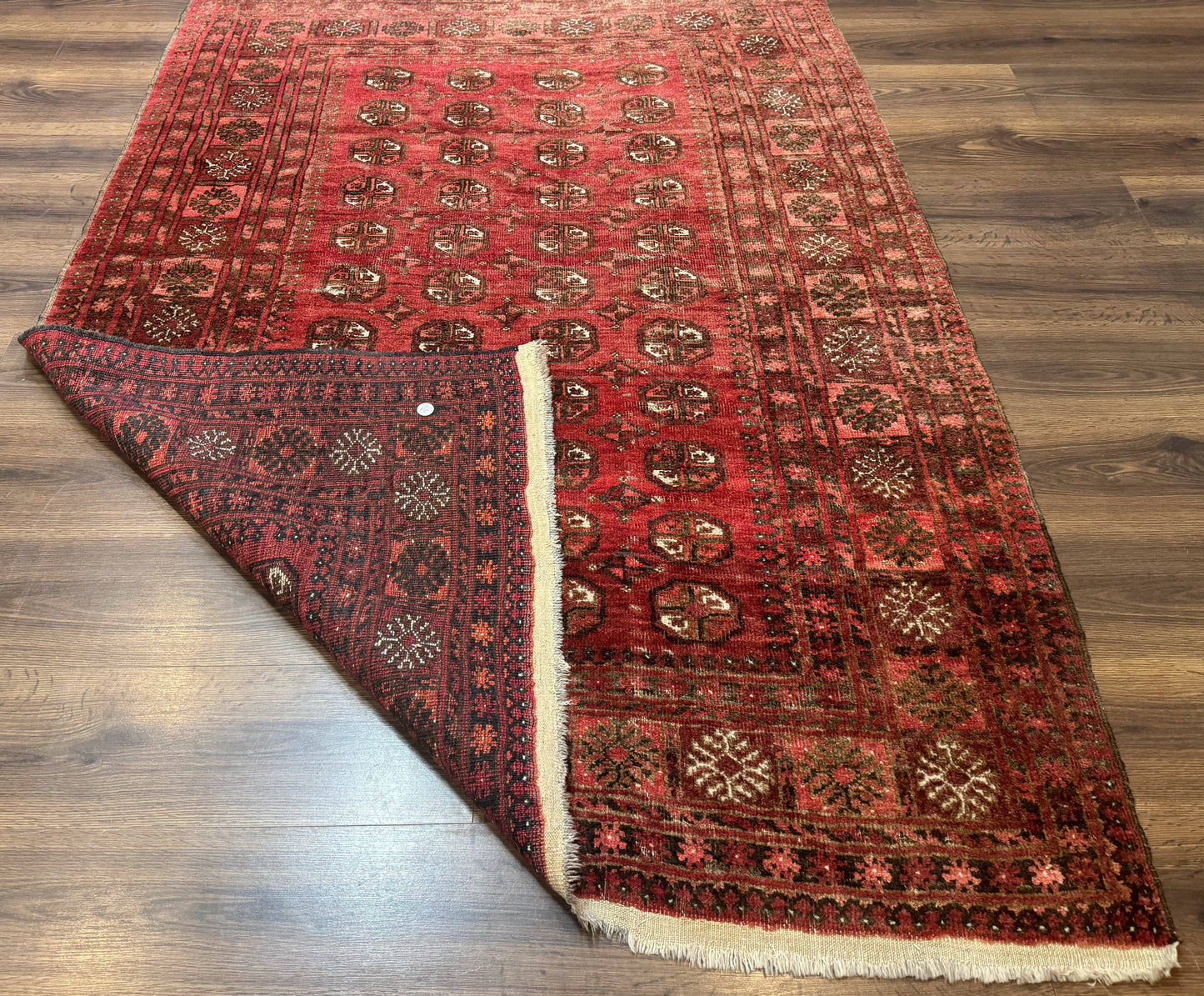 Antique Persian Turkoman Rug 5x6, Red