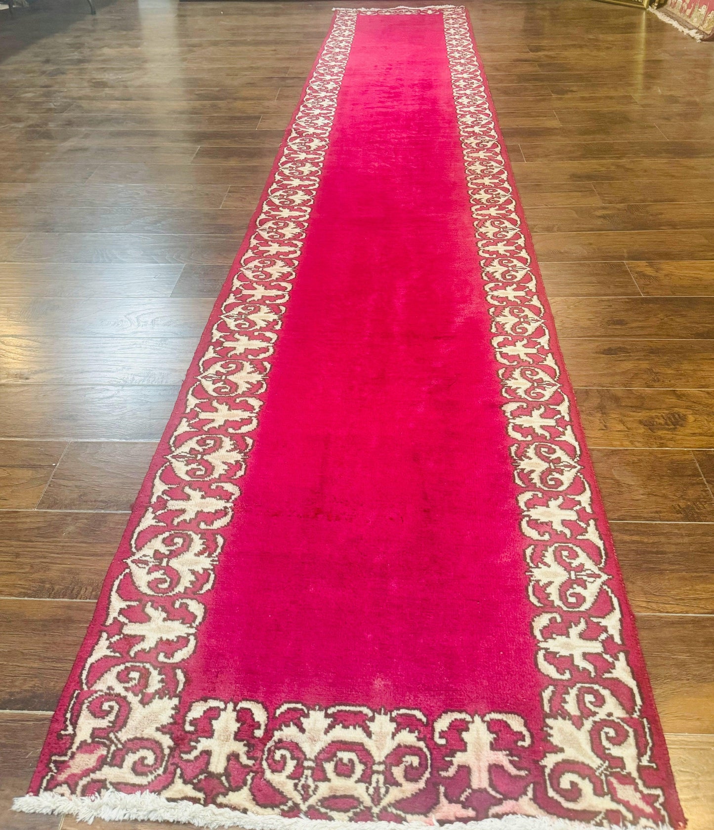 Red Persian Kerman Runner Rug 3x16