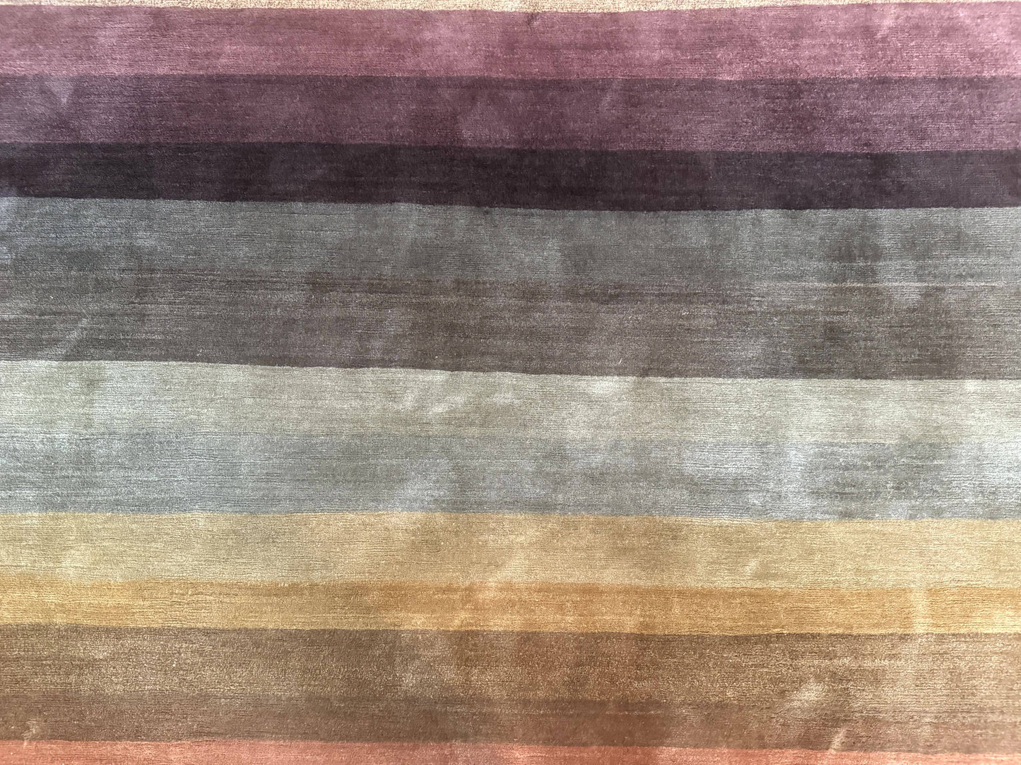 Modern Persian Gabbeh Rug 8x10, Multicolor Stripes, Soft Thick Wool Pile