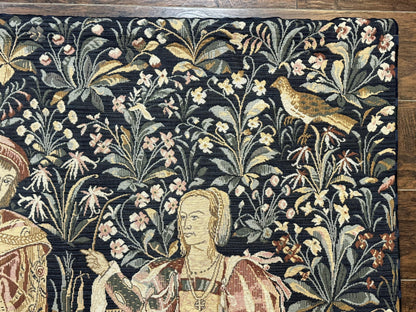 Belgian Tapestry Vintage 4x5 The Concert Musicians Green Loomed Cotton Wool