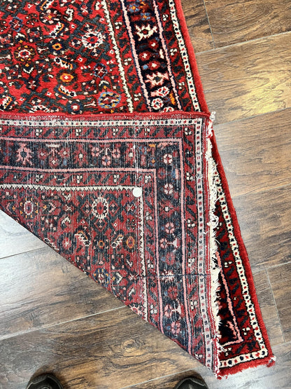 Long Persian Runner Rug 2.9 x 17, Red Handmade Wool Rug for Hallway, Antique Persian Carpet, 17ft Runner, Persian Hamadan Dargazine Rug