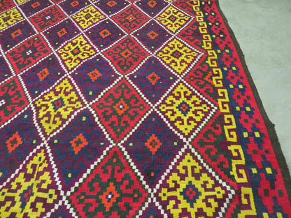 Antique Turkish Kilim Flat Weave Wool Rug 6 X 13 Veg Dye Handmade Vintage