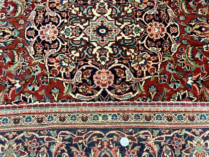 Persian Kashan Rug 4x7 Red Navy Floral Antique Carpet Elegant Medallion Design
