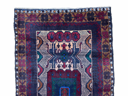 Baluchi Rug 3x5 Vintage Handmade Hand Knotted Afghan Area Rug