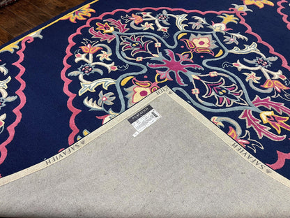 Safavieh Belagio Wool Rug 8x10 Navy Pink Yellow Floral Modern Area Rug