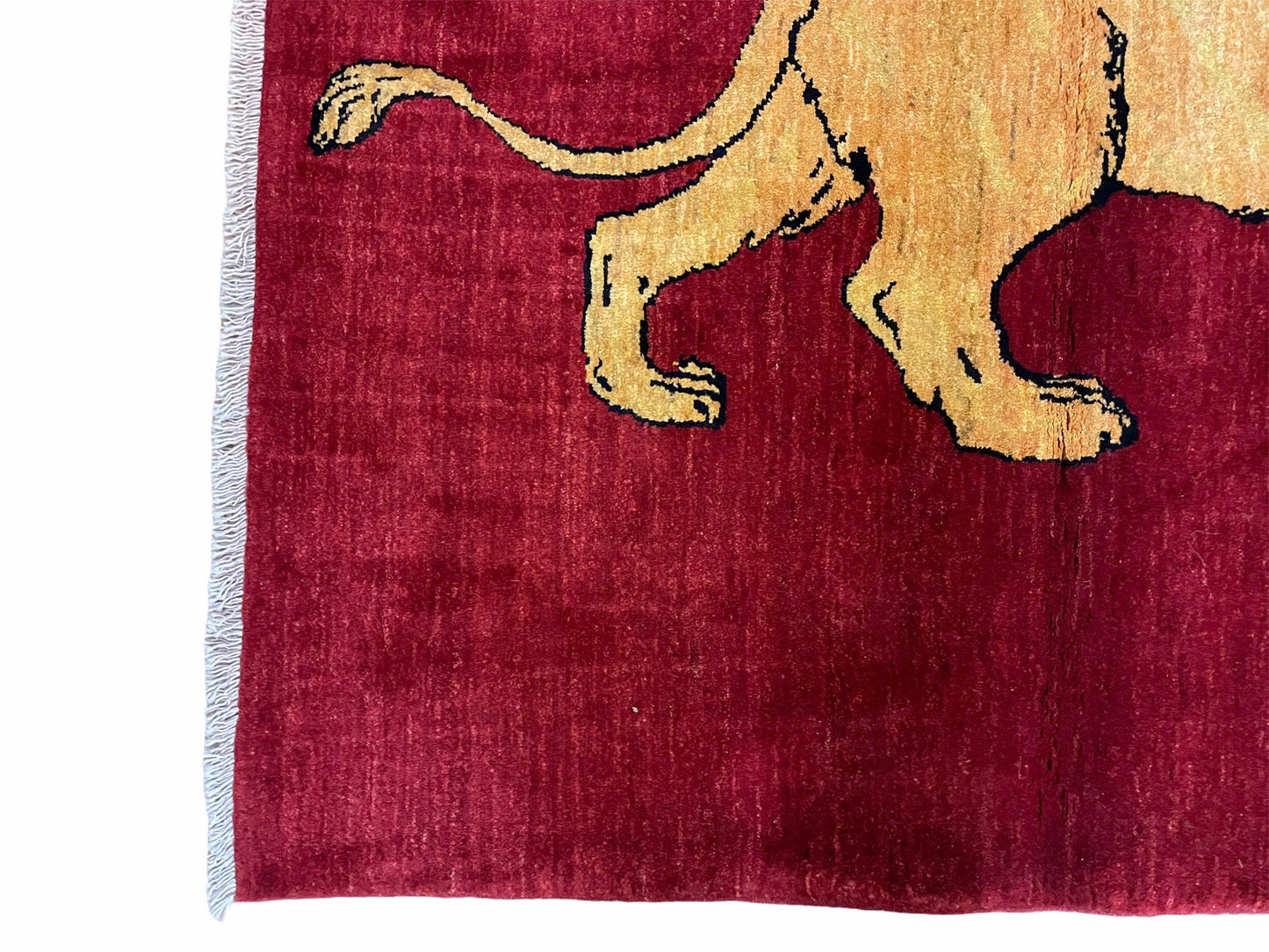 Handmade Wool Rug Lion Pictorial Tribal Design With Vegetable Dyes 3x5