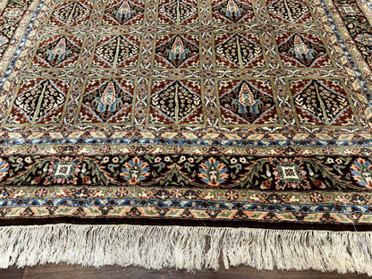 Sino Persian Wool Rug 8x10 Hand Knotted Panel Design Cedar Trees Brown Multicolor