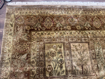 Indian Wool Rug 12x14 Hand Knotted Panel Design Traditional Indo Persian Palace Size