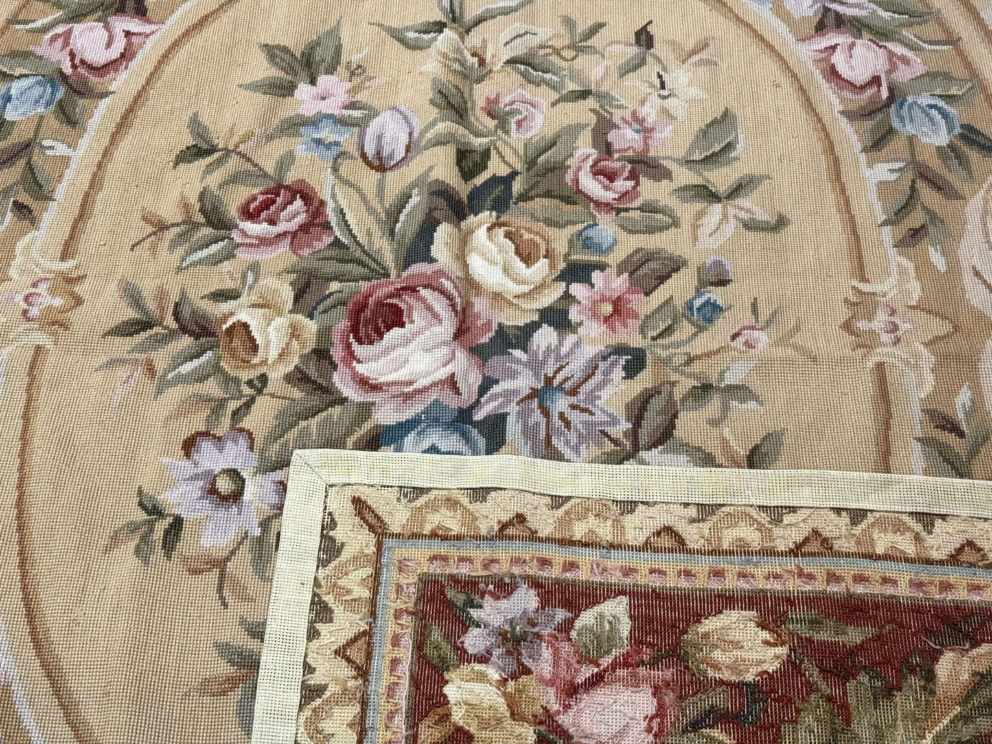 Needlepoint Rug 8x10 Aubusson Savonnerie European Floral Elegant Handwoven Wool Carpet