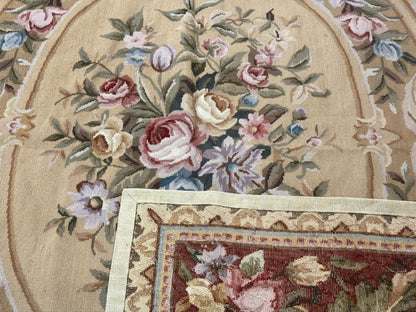 Needlepoint Rug 8x10 Aubusson Savonnerie European Floral Elegant Handwoven Wool Carpet