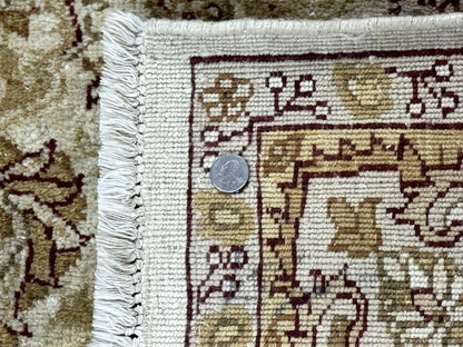 Turkish Oushak Rug 6x9 Vintage Beige Hand Knotted Wool Area Rug