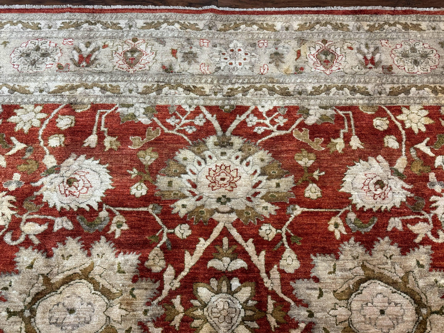 Pakistani Peshawar Rug 10x13, Burnt Orange, Large Handmade Wool Carpet