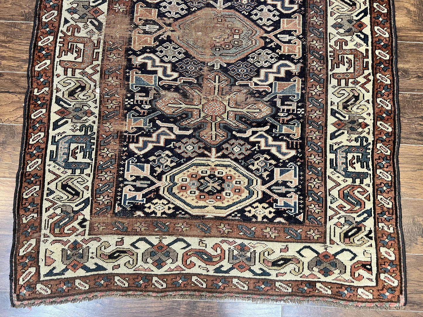 Antique Persian Tribal Runner Rug 4.6 x 9.8, Kurdish Runner, Rug for Hallway or Kitchen, 1920s Carpet, Wool Handmade Rug