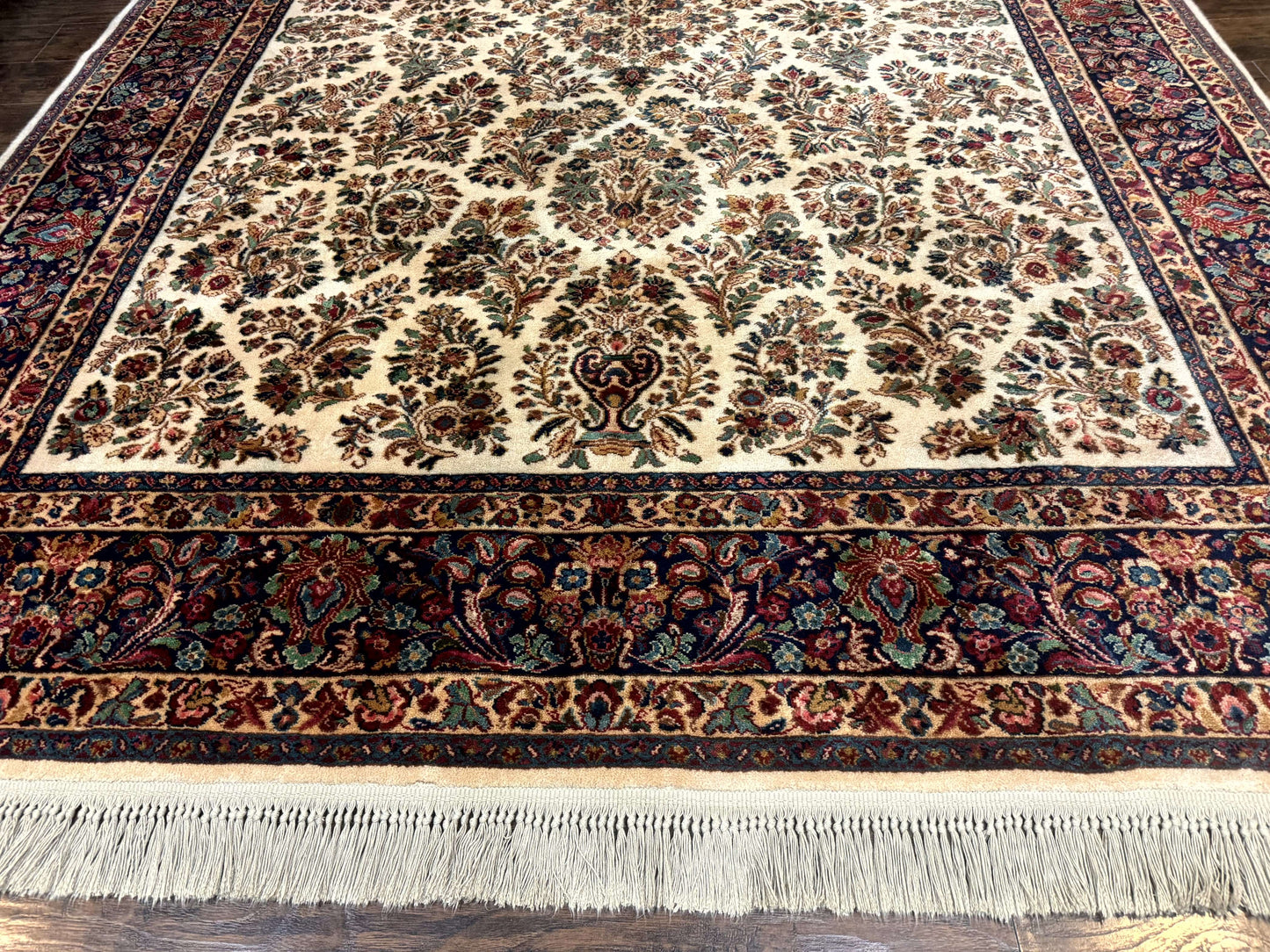 Karastan Ivory Sarouk Rug 8.8 x 12 Wool Pile Vintage 700 Series