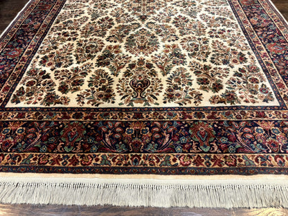 Karastan Ivory Sarouk Rug 8.8 x 12 Wool Pile Vintage 700 Series