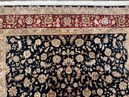 Sino Persian Rug 8x10 Vintage Hand Knotted Wool Floral Allover In Black And Red