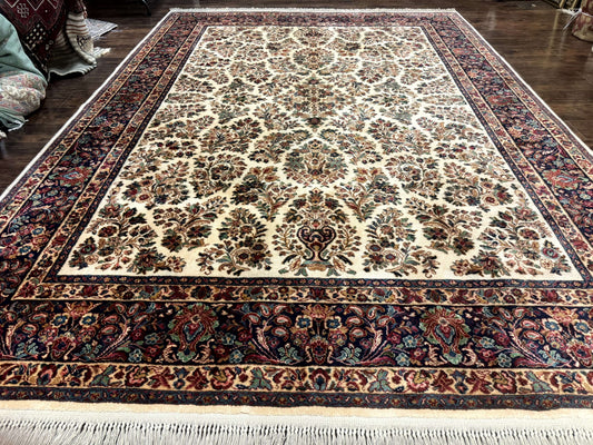 Karastan Ivory Sarouk Rug 8.8 x 12 Wool Pile Vintage 700 Series