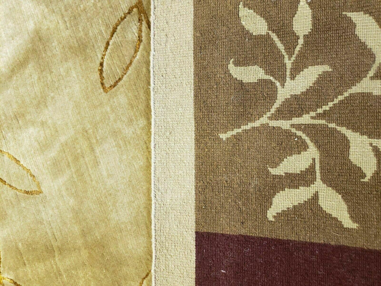 Tibetan Nepal Wool And Silk Rug 6x9 Modern Handmade Decorative Abstract Gold