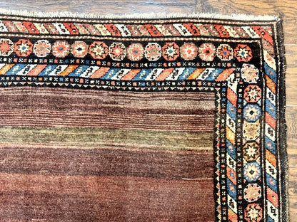 Antique Persian Rug 4x7 Handmade Sarab Tribal Wool Runner Open Field Rainbow Border
