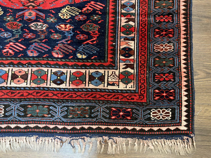 Antique Caucasian Seychor Rug Hand Knotted Wool Vintage Carpet 3.7 x 5.5