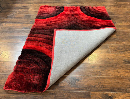 Red And Black Wool Shag Rug 5x7 Pair A Modern Area Decor For Living Rooms