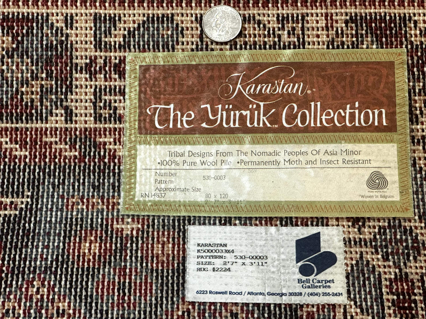 Karastan Yuruk Wool Rug 3x4 Tribal Geometric Navy Blue Area Rug