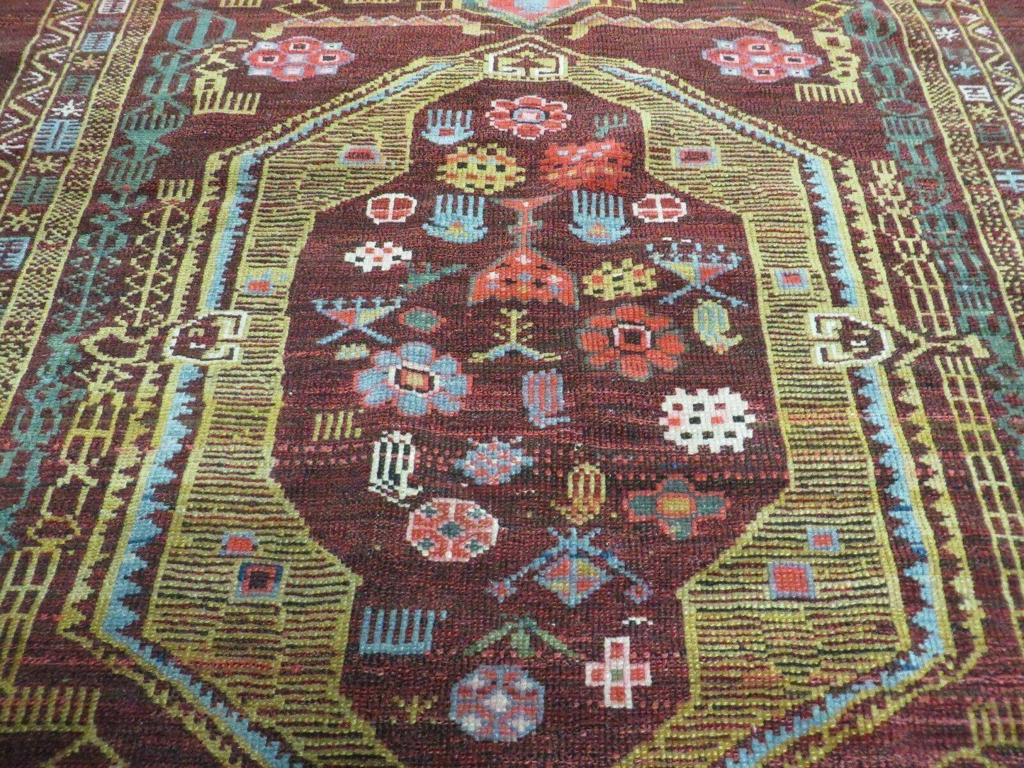 Antique Caucasian Shirvan Wool Rug 52x68 Handmade Colorful Armenian Rug