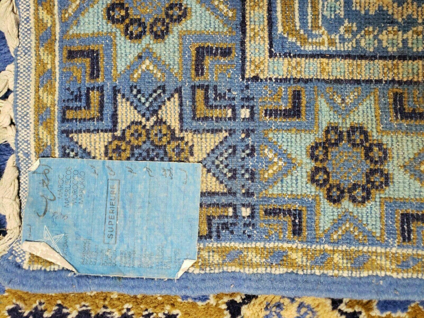 Moroccan Rabat Wool Rug 7 Ft By 10 Ft 5 In Handmade Blue Area Rug