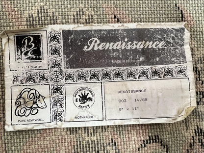 Power Loomed Wool Rug 8x11 Ivory Green Floral Belgium Crafted