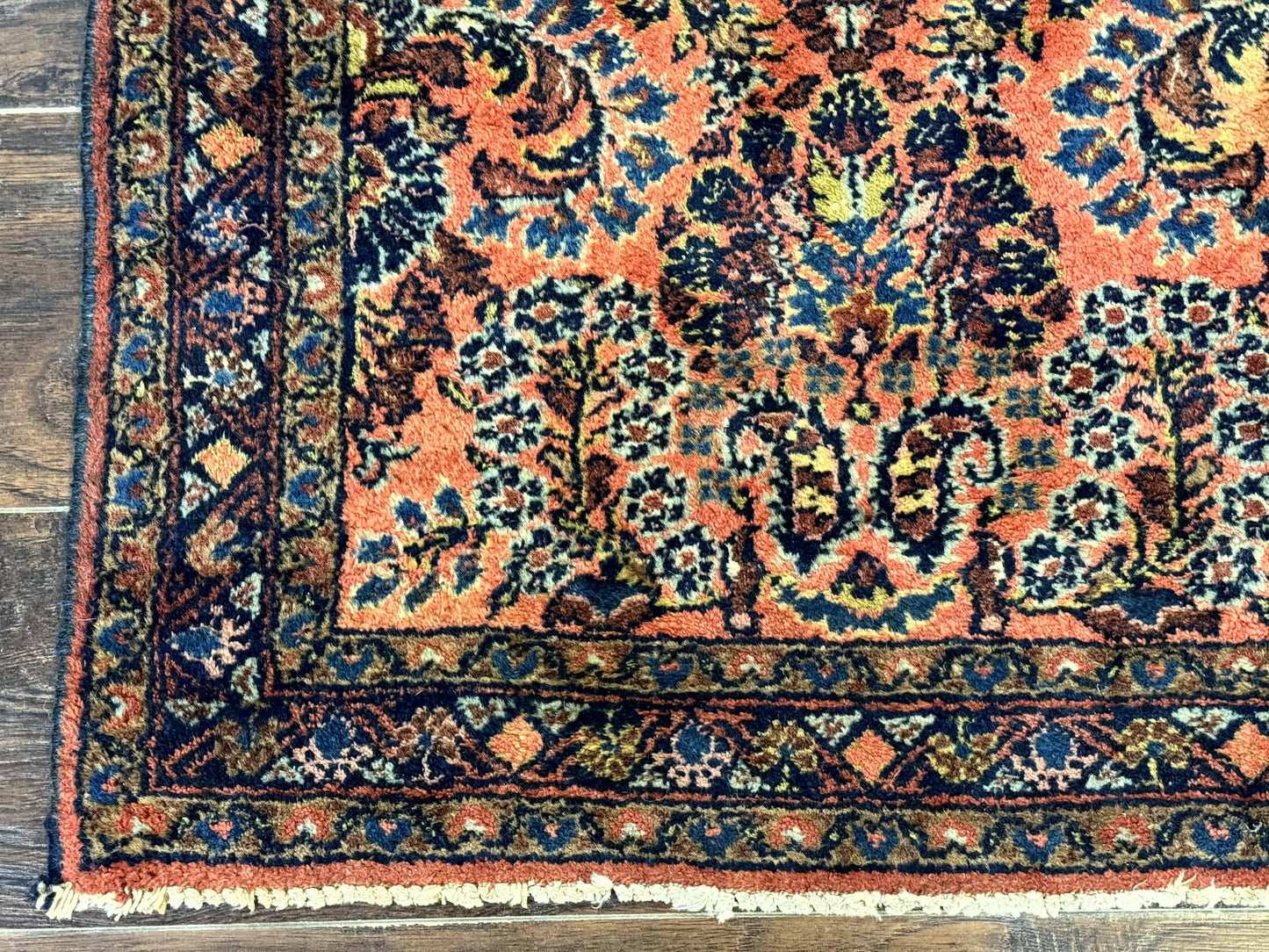 Antique Persian Lilihan Rug 2x4 Red Floral Wool Handmade Carpet