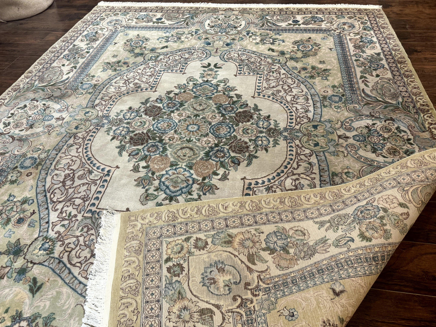 Handmade Persian Rug Wool Vintage Floral Medallion Oriental Carpet 8 By 10.6