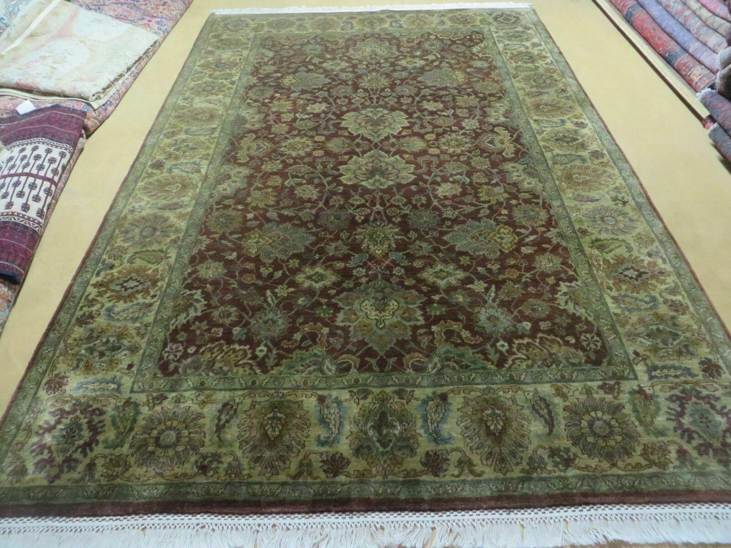Handmade Wool Rug 6 By 9 Floral Oriental Tea Wash Red India Hand Knotted