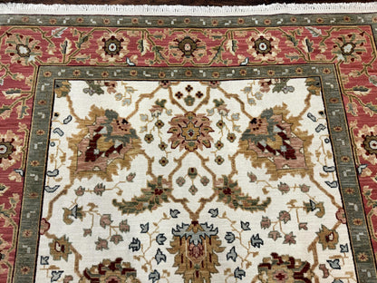 Flatweave Soumak Rug 6x9 Wool Handmade Floral Ivory Nourison