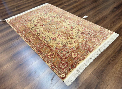 Persian Rug 4x6 Hand Knotted Wool and Silk Highlights 200 KPSI