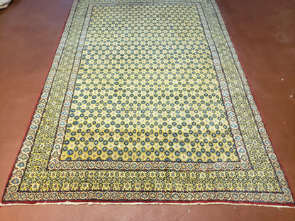 Star Of David Wool Rug Handmade Turkish Hand Knotted 5x7 Green Gold Area Rug