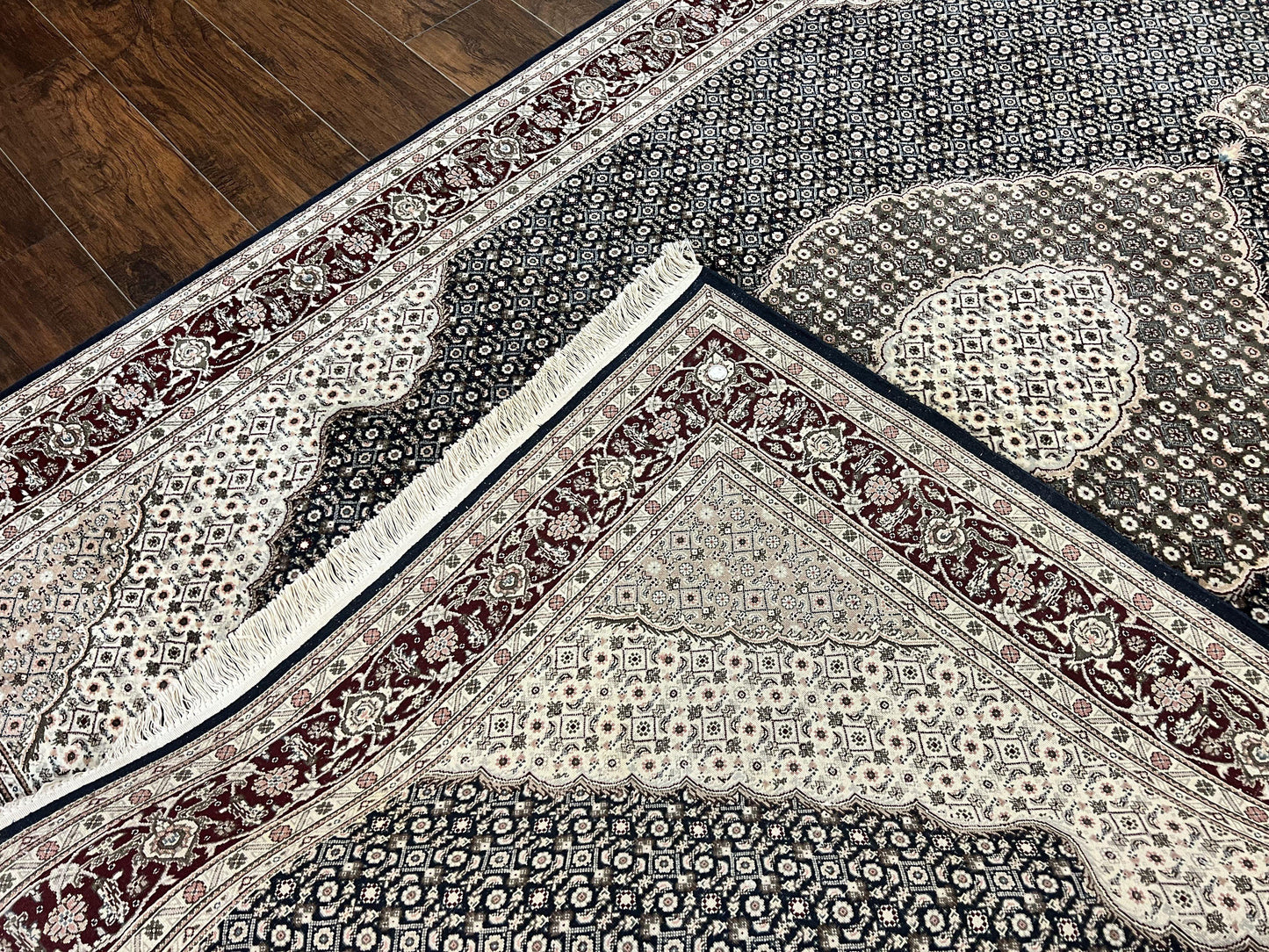 Sino Persian Rug 6x9, Herati Pattern, Vintage Handmade Hand Knotted Wool Oriental Carpet, Fine 6 x 9 Rug, Traditional Rug, Dark Blue Rug