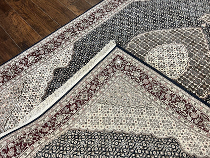 Sino Persian Rug 6x9, Herati Pattern, Vintage Handmade Hand Knotted Wool Oriental Carpet, Fine 6 x 9 Rug, Traditional Rug, Dark Blue Rug