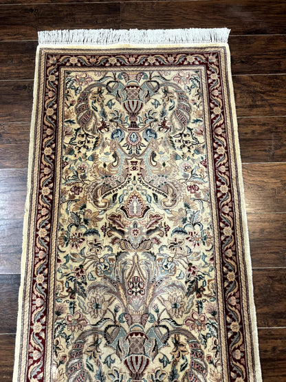 Pakistani Runner Rug 2.8 x 14, Pak Persian Hallway Rug, Cream Color
